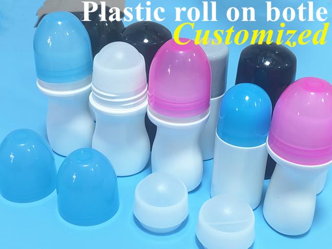Empty 50ml Essential Oil Cosmetic Plastic HDPE Roller Bottle White Deodorant Roll on Bottles