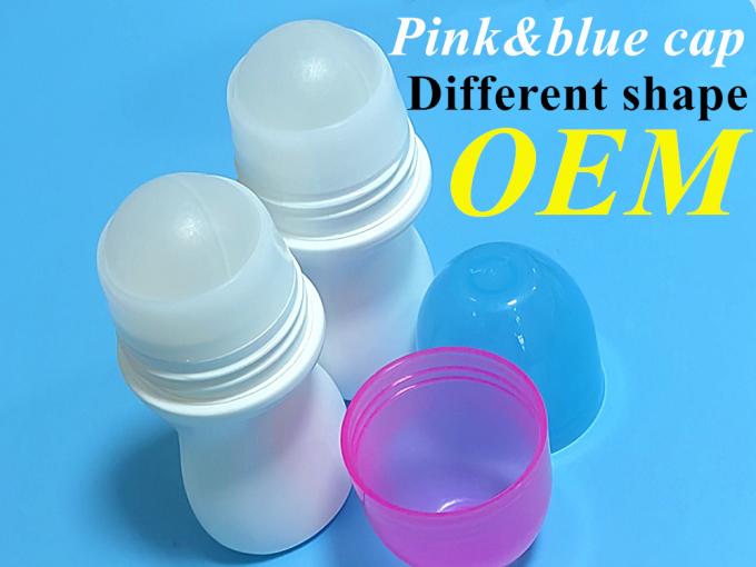 Empty 50ml Essential Oil Cosmetic Plastic HDPE Roller Bottle White Deodorant Roll on Bottles