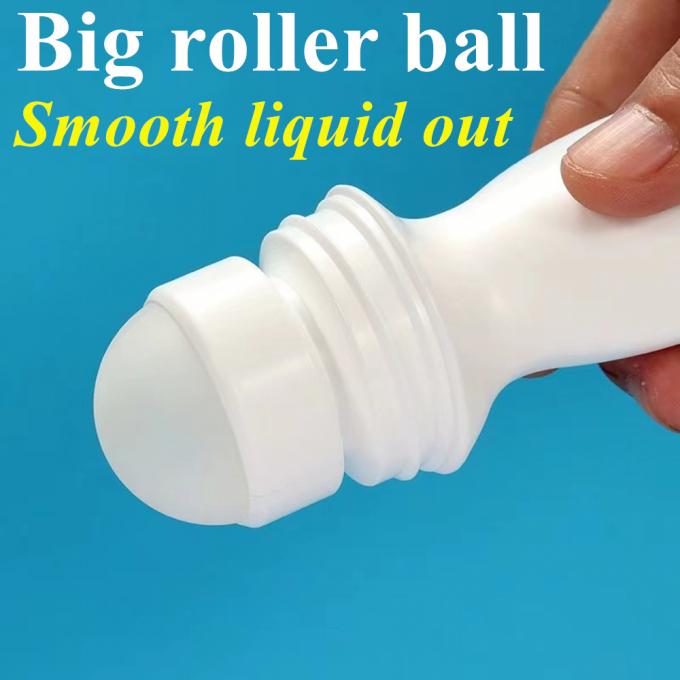 Empty 50ml Essential Oil Cosmetic Plastic HDPE Roller Bottle White Deodorant Roll on Bottles