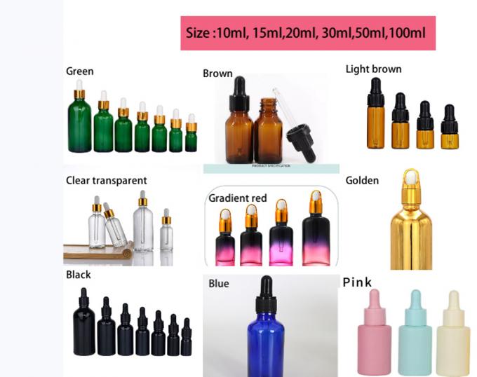 Hot Sale 10ml 20ml 30ml 50ml Mini Round Empty Cosmetic Glass Essential Oil Bottle with Plastic Black Dropper Cap