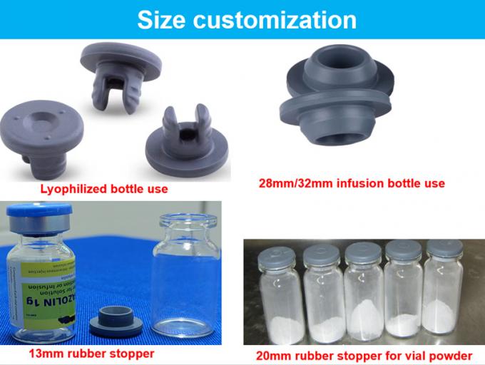 13mm 20mm 28mm 32mm Grey Silicon Medical Glass Injectable Vial Closures Butyl Rubber Stopper