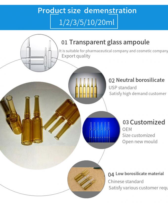 Wholesale Cheap Pharmaceutical 1ml 2ml 5ml 10ml Empty Glass Ampoule ISO Standard for Injection Medicine Glass Ampoule Package