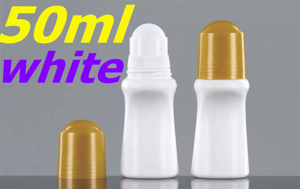 Empty 50ml Essential Oil Kosmetik Plastik HDPE Roller Bottle Deodorant Putih Roll pada Botol