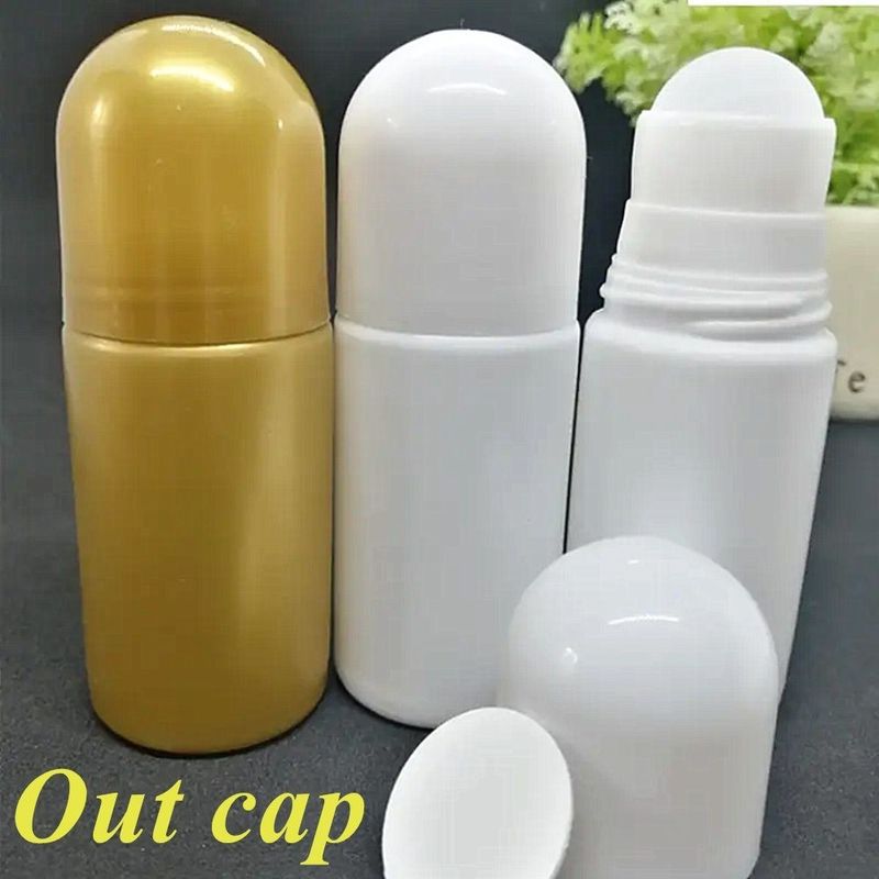 Empty 50ml Essential Oil Kosmetik Plastik HDPE Roller Bottle Deodorant Putih Roll pada Botol