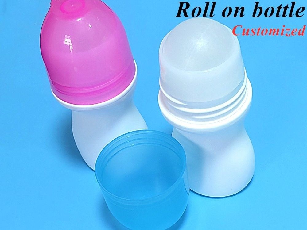 HDPE 30ml 50ml 60ml Plastik Roll on Cylindrical Round Roller Bottle Deodorant bottle Container dengan Plastic Roller Ball