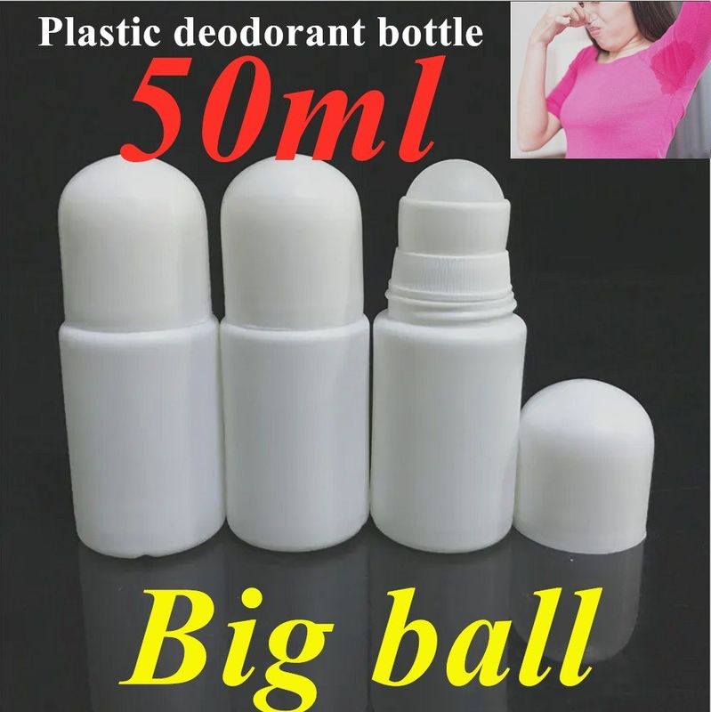 HDPE 30ml 50ml 60ml Plastik Roll on Cylindrical Round Roller Bottle Deodorant bottle Container dengan Plastic Roller Ball
