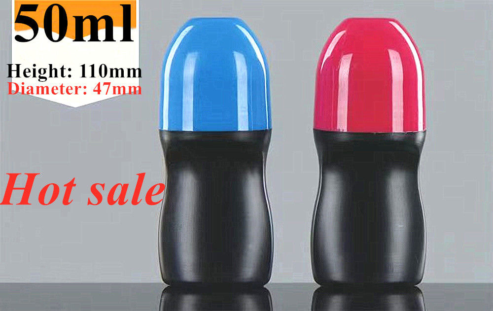 HDPE 30ml 50ml 60ml Plastik Roll on Cylindrical Round Roller Bottle Deodorant bottle Container dengan Plastic Roller Ball
