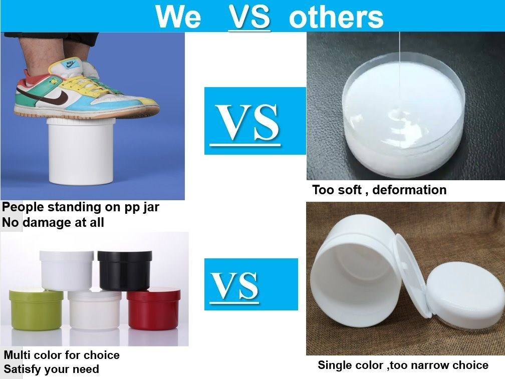 Empty Skin Face Cream Container Kosmetik Double Wall 150g 250g 500g PP Putih Biru Plastik Kosmetik Salep Botol krim