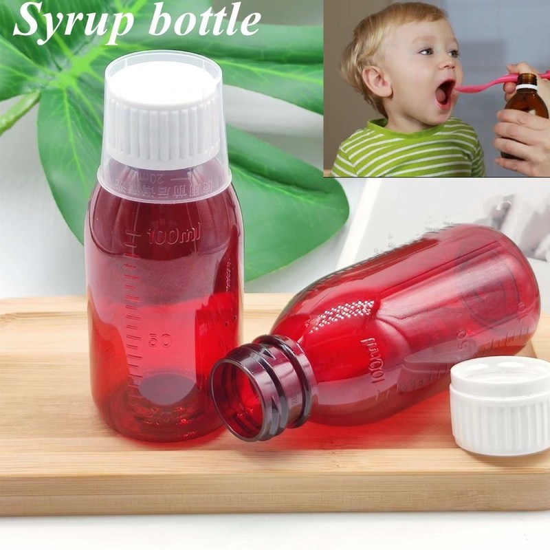 3oz 4oz 5oz Botol Sirup Plastik Bulu Kosong Obat untuk penggunaan hewan peliharaan Paket Medis Sirup Batuk Botol dengan tutup sekrup
