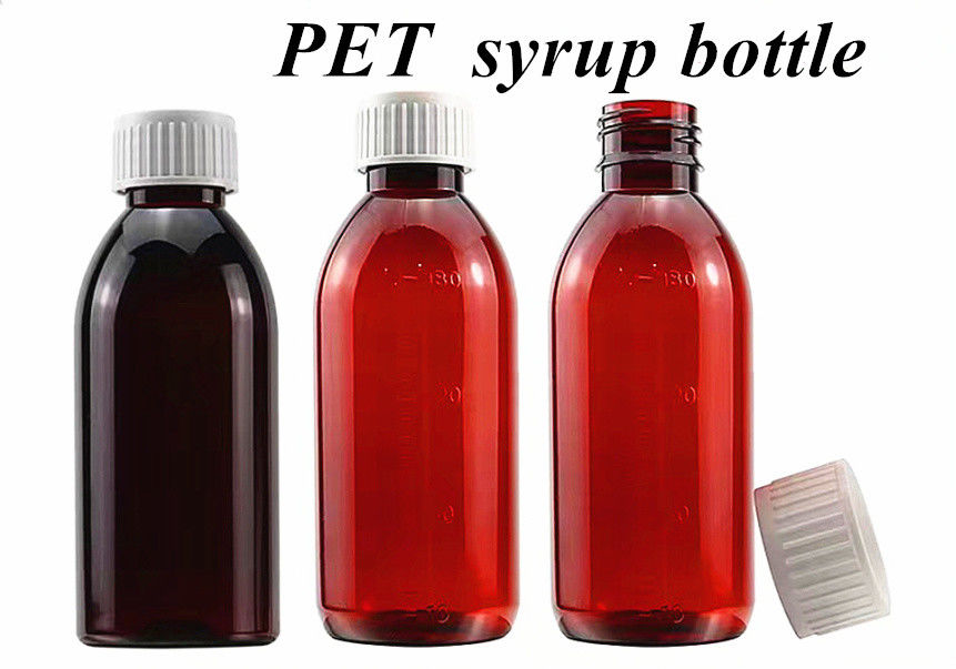 3oz 4oz 5oz Pet farmasi Pet Amber Plastik wadah Sirup Batuk Botol Obat Botol Cairan Oral