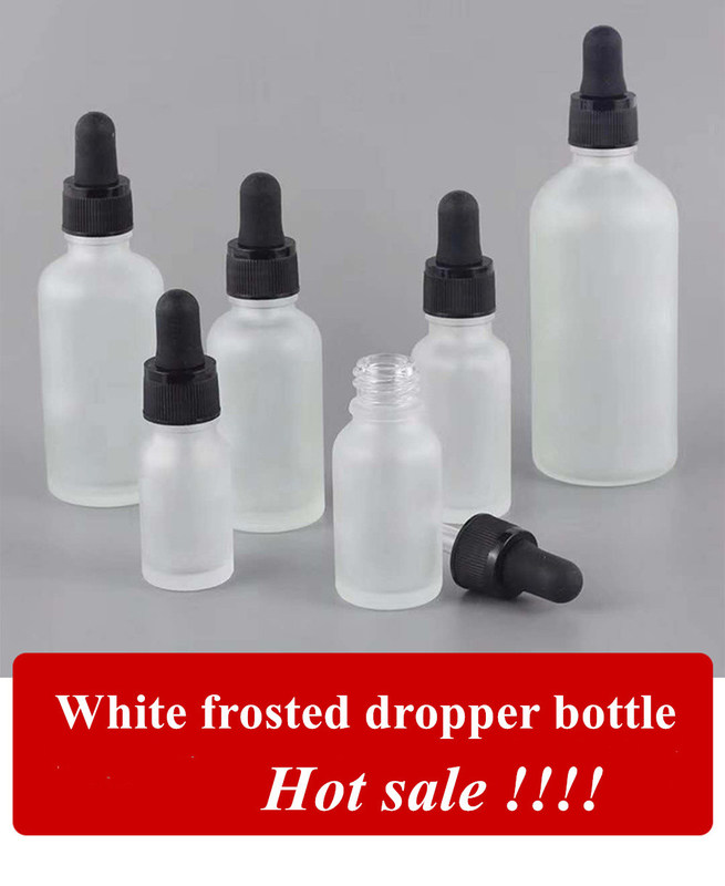 5ml 10ml 15ml 20ml 30ml 1oz botol minyak esensial kosong Putih Frosted Glass dropper Botol dengan Gold Ring Dropper Cap