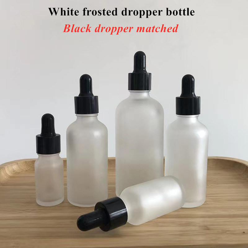 1oz 2oz 5ml 10ml 20ml 30ml 50ml 100ml Putih Frosted Hitam Kaca Dropper Botol untuk Esse