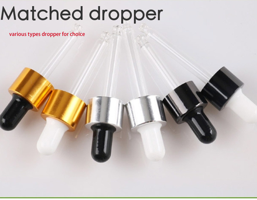 1oz 2oz 5ml 10ml 20ml 30ml 50ml 100ml Putih Frosted Hitam Kaca Dropper Botol untuk Esse