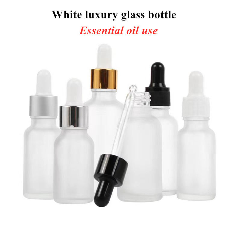 1oz 2oz 5ml 10ml 15ml 20ml 30ml 50ml Kosong Serum Perawatan Kulit Minyak Esensial Wajah Penggunaan tangan Botol Dropper Kaca Frosted Putih