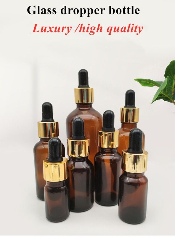 Hot Sale 5ml 10ml 15ml 30ml 50ml Amber Serum Botol Minyak Esensial Botol Dropper Kaca