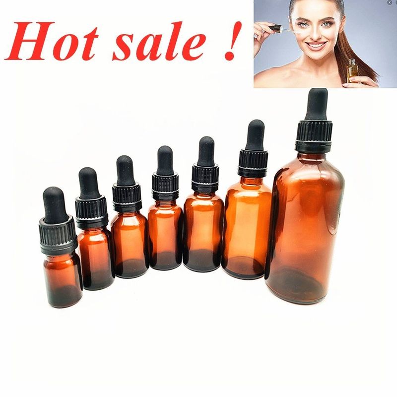 Kemasan minyak esensial 1OZ 2OZ 20ml 30ml 50ml Amber serum minyak esensial Botol dropper kaca dengan tutup Childproof