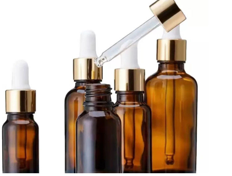 Kemasan minyak esensial 1OZ 2OZ 20ml 30ml 50ml Amber serum minyak esensial Botol dropper kaca dengan tutup Childproof