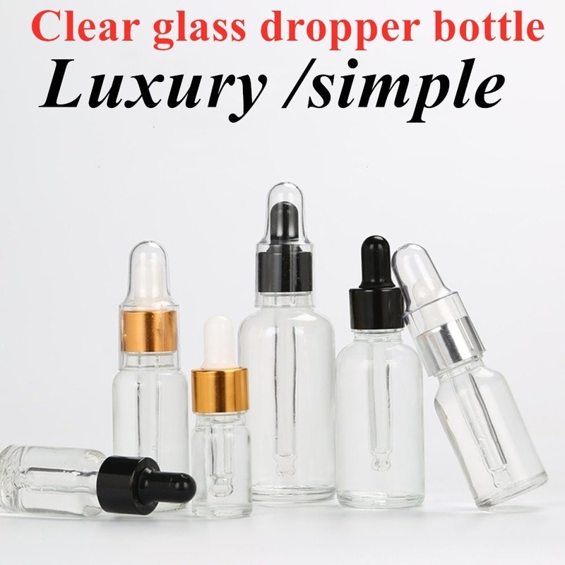 15ml 20ml 50ml 100ml mewah kosong Jelas Serum transparan rambut minyak esensial botol dropper kaca untuk perawatan kulit