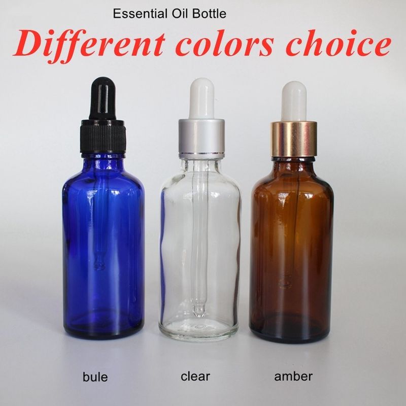 10ml 20ml 30ml 50ml Botol minyak esensial kaca kosmetik mini bulat kosong dengan dropper plastik hitam
