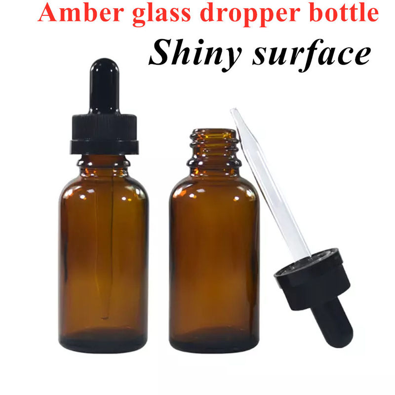 30ml 50ml Empty Round Amber Travel Portable serum skin care Essential Oil Glass Dropper Bottle dengan Dropper Childproof