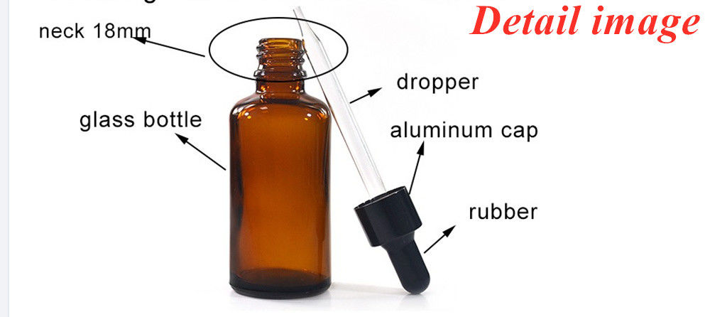 30ml 50ml Empty Round Amber Travel Portable serum skin care Essential Oil Glass Dropper Bottle dengan Dropper Childproof