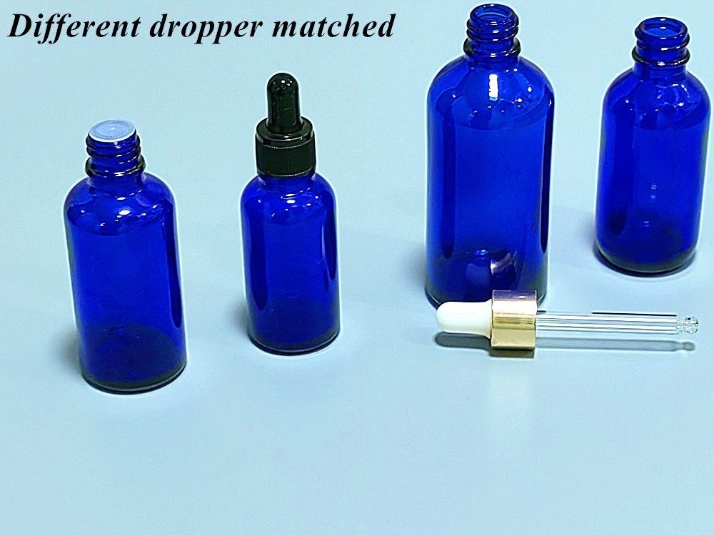 20ml 30ml minyak esensial serum perawatan kulit botol kemasan kosmetik Cobal Blue Glass Dropper Botol dengan Dropper