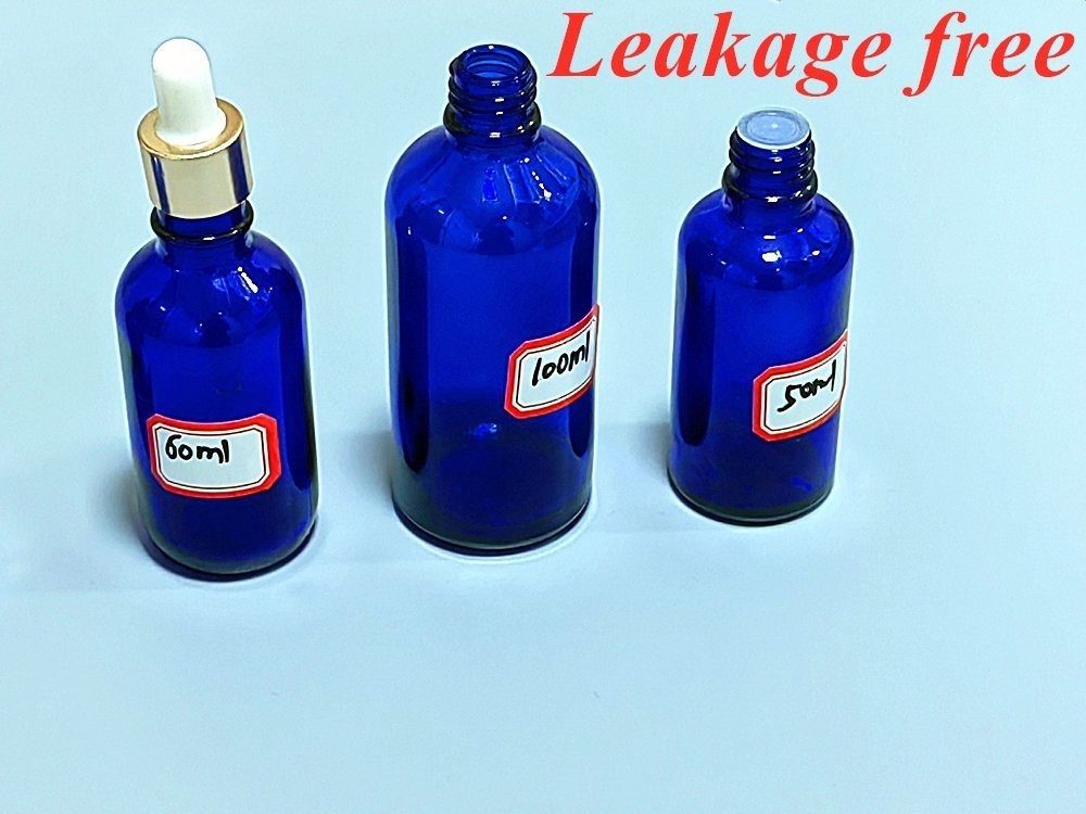 Botol Dropper Serum Biru Kaca Kosmetik 20ml 30ml 50ml Botol Kaca Minyak Esensial Mewah dengan Dropper