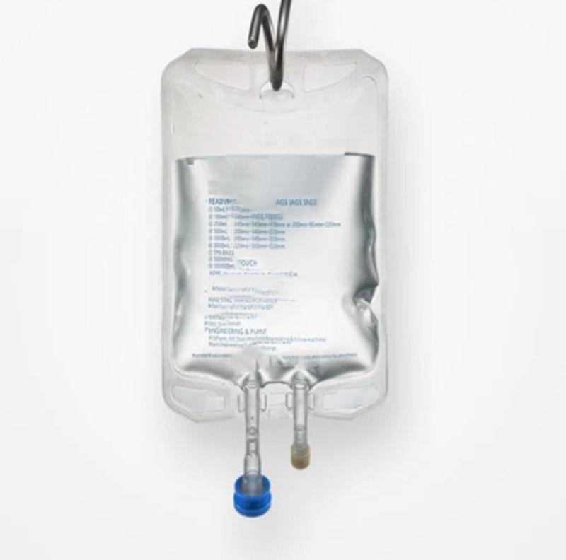 100ml 250ml 500ml Single Port Double Port Medical PVC Empty IV Infusion Bag dengan Stopper PVC IV fluid bag