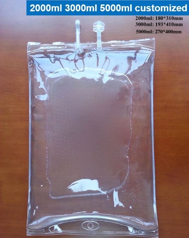 2000ml 3000ml 5000ml Butterfly Dual Port Twist Off Transfusion PVC Infusion Bag sekali pakai untuk hewan