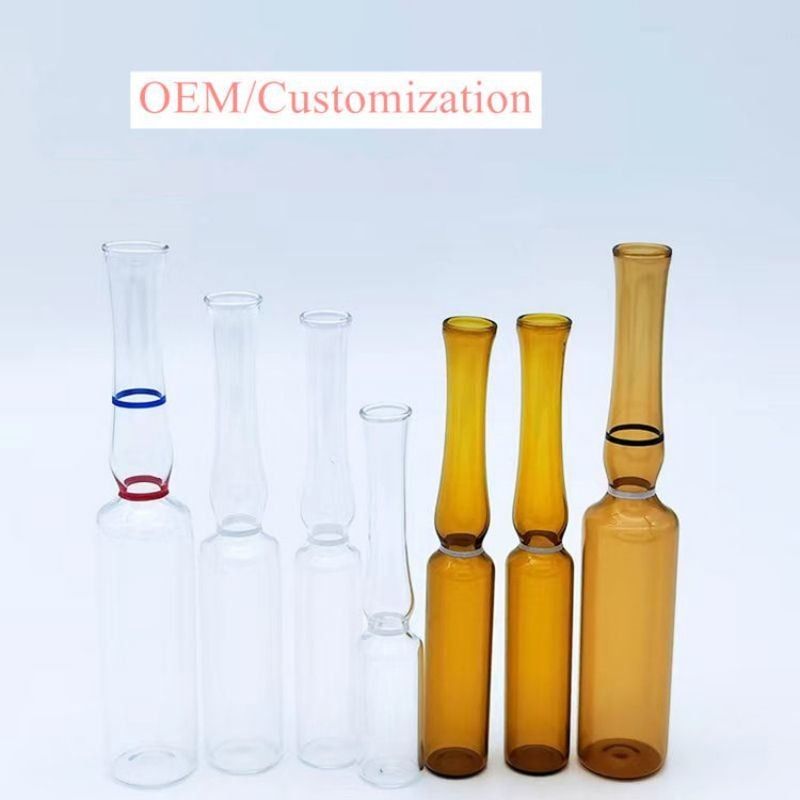 1ml 2ml 5ml Breaking Ring Ampul Kaca Amber Transparan USP I Kemasan Farmasi Ampul kaca dengan standar ISO