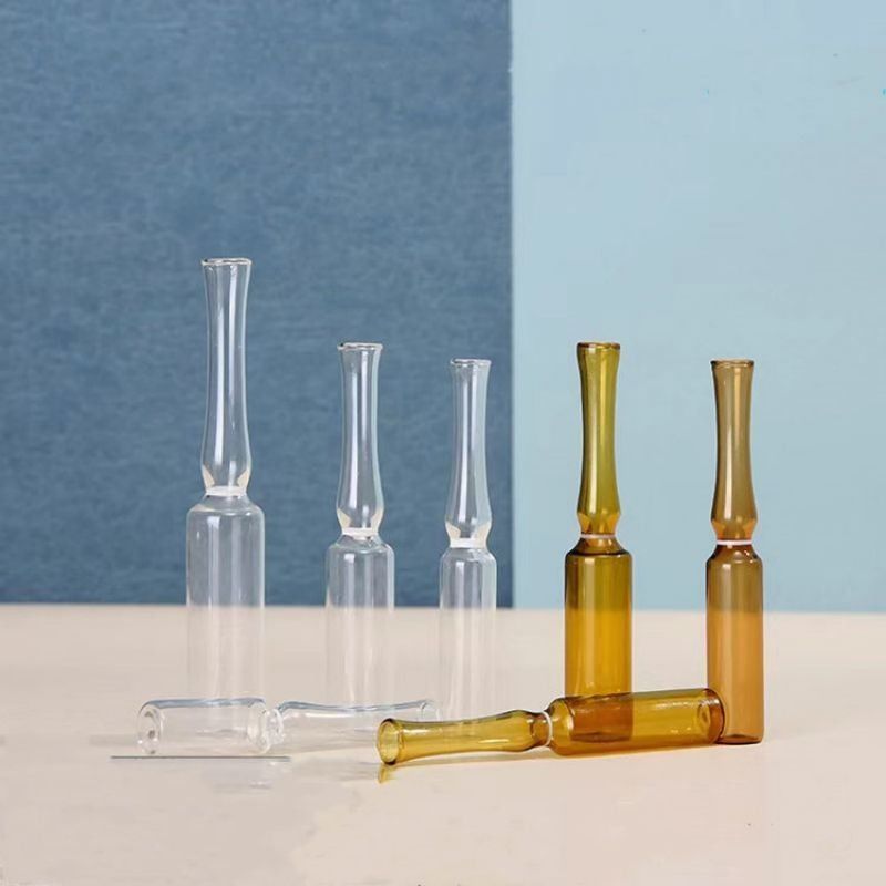 1ml 2ml 5ml Breaking Ring Ampul Kaca Amber Transparan USP I Kemasan Farmasi Ampul kaca dengan standar ISO