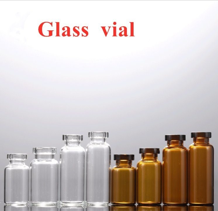 5ml 7ml 10ml Clear Amber Medicine Crimp Top Tubular Sterilize Botol Injeksi Kaca Vial dengan Tutup Karet