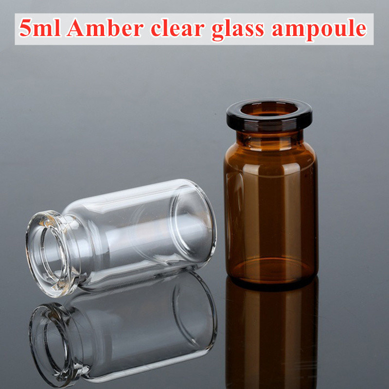 5ml 7ml 10ml Clear Amber Medicine Crimp Top Tubular Sterilize Botol Injeksi Kaca Vial dengan Tutup Karet