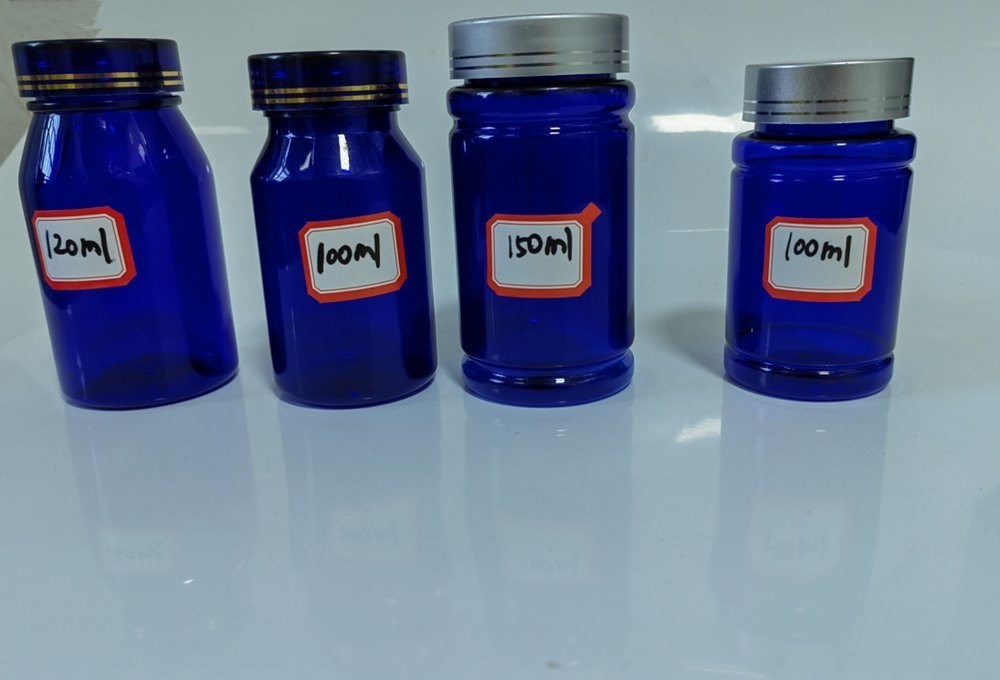 Farmasi 100ml 120ml 175ml Biru PET Plastik Pil Kapsul Botol Perawatan Kesehatan obat tablet Botol dengan tutup sekrup