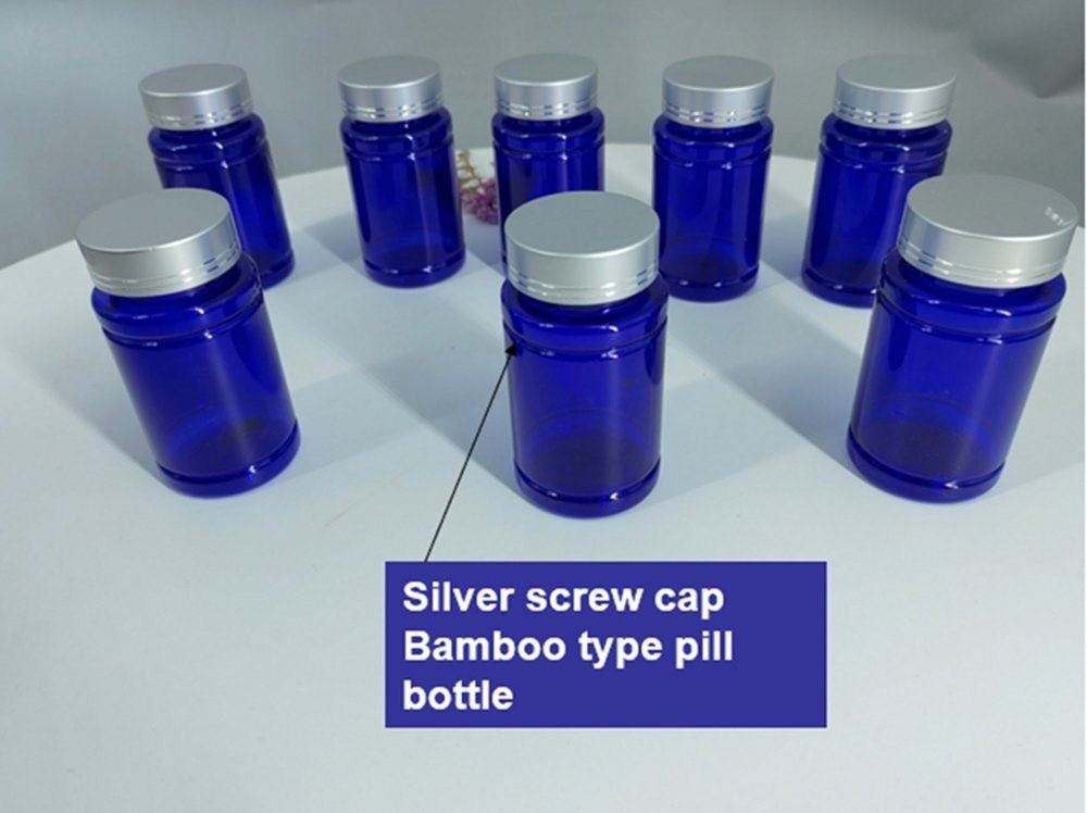 Farmasi 100ml 120ml 175ml Biru PET Plastik Pil Kapsul Botol Perawatan Kesehatan obat tablet Botol dengan tutup sekrup