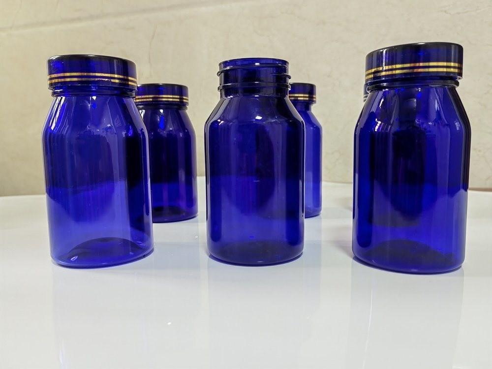 Farmasi 100ml 120ml 175ml Biru PET Plastik Pil Kapsul Botol Perawatan Kesehatan obat tablet Botol dengan tutup sekrup