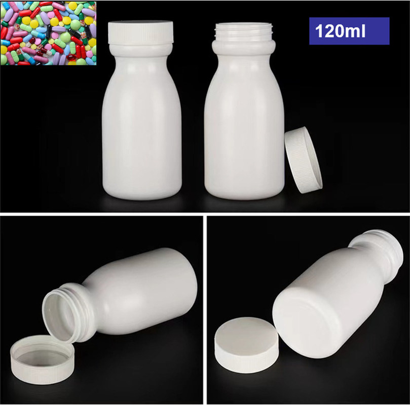 50ml 120ml 150ml Empty White HDPE Pill Container Obat Vitamin Kapsul pil Penyimpanan Obat plastik Botol HDPE M