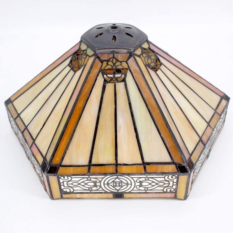 30cm 40cm Hexagon Living Room Bedroom Coffee House Kerajinan Tangan Antique Tinted Art Glass Table Lamp