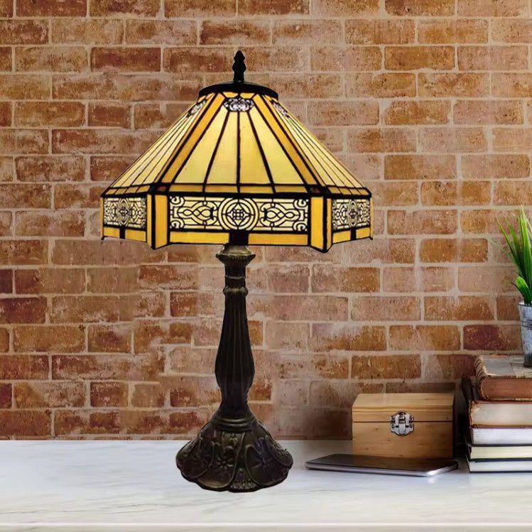 Hexagon 30cm 40cm Hotel Meja Mewah Lampu Bar Kamar Tidur Ruang Tidur Kamar Tidur Lampu Meja Berwarna Kaca LED buatan tangan