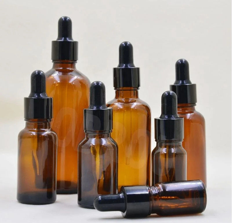 Hot Sale 5ml 10ml 15ml 30ml 50ml Amber Serum Botol Minyak Esensial Botol Dropper Kaca